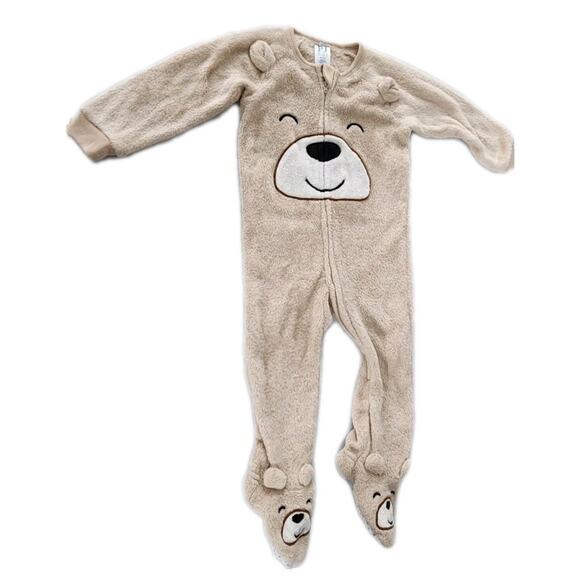 Teddy Bear Fleece Zip-Front One Piece Footed Pajama 18-24 Months Baby Toddler - Picture 1 of 5